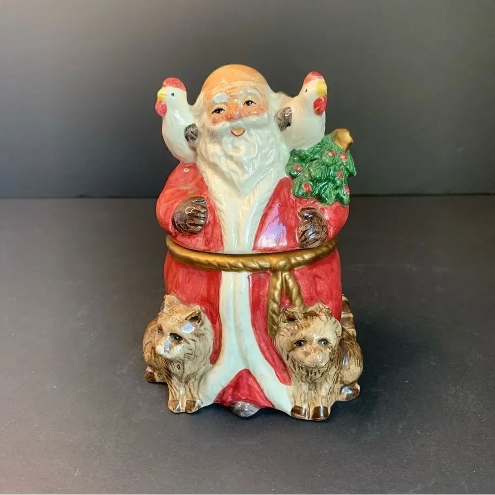 VTG Omnibus Fitz and Floyd Noah’s Ark Santa Trinket Jar‎